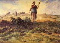 Jean-Francois Millet - A Shepherdess And Her Flock